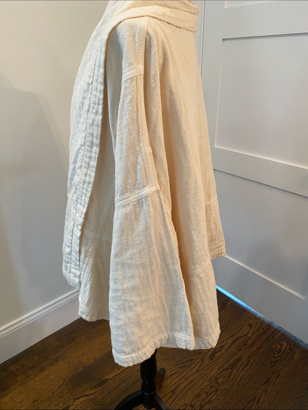 Open-Front Cream Draped Jacket - Picture 3 of 5